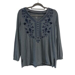 J. Jill Pure Jill Floral Embroidered V-Neck Tunic